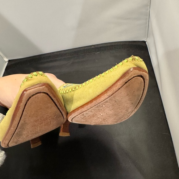 Rare Vintage Lucheese Charlie Horse Green Suede Nubuck Mules Slides 6.5 Brazil - Picture 8 of 9